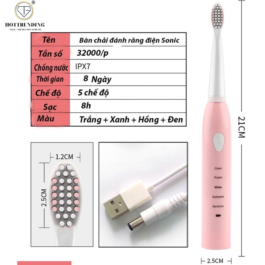 Bàn chải điện ELECTRIC TOOTHBRUSH 5 chế độ - Tặng kèm 4 đầu bàn chải an toàn chuẩn loại 1