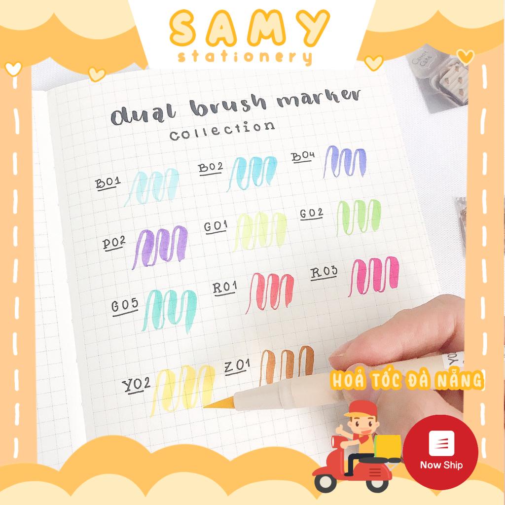 LẺ BÚT BRUSH DUAL MARKER HAI ĐẦU VIẾT CALLIGRAPHY GIÁ RẺ TRANG TRÍ SỔ TAY BULLET JOURNAL TAKE NOTE PLANNER