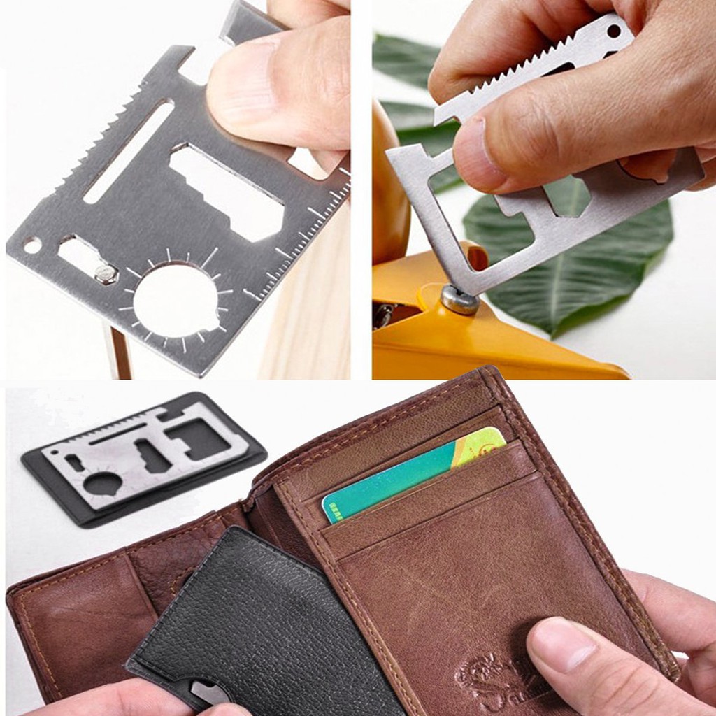 Thẻ thép đa năng 11 công dụng thẻ phượt đa năng thiết kế độc đáo Steel Credit Card Survival Tool