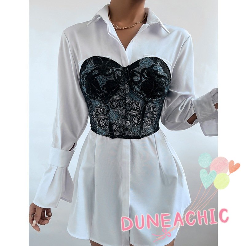 DUNEA Áo Croptop Không Dây Phối Ren Gợi Cảm Dành Cho Nữ