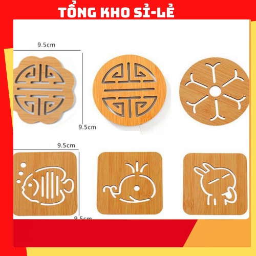 Miếng Lót Cốc Đĩa Nồi cách nhiệt cổ điển Bằng Gỗ Sang Chảnh 9,5cm 2193 tổng kho sỉ vp88