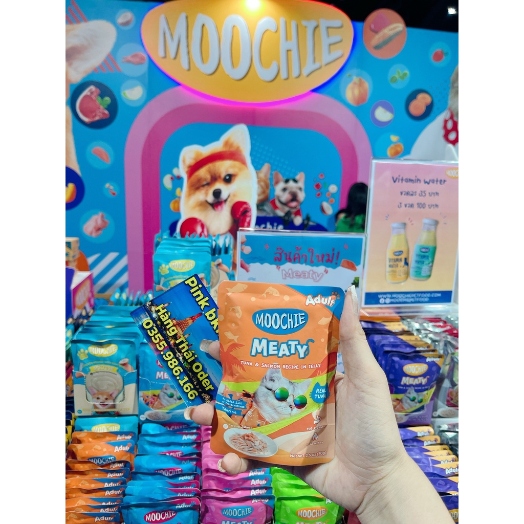 Pate Mèo Moochie Meaty Tiêu Búi Lông 70g⚡NỘI ĐỊA THÁI LAN⚡ Nhập Trực Tiếp Thái Lan Không Qua Trung Gian.
