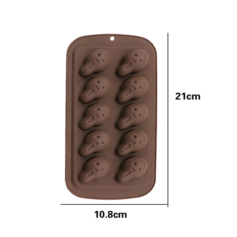 Khuôn Silicone 10 Ngăn Hình Đầu Lâu Phù Thủy Dơi Trang Trí Bánh Kem