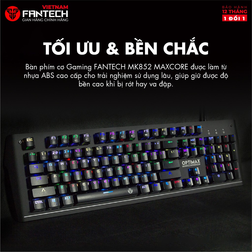 Bàn phím Cơ Optical Blue Switch Full size RGB Backlit Ghost Gaming - ✪ Fantech MK885 ✪ Blue Switch