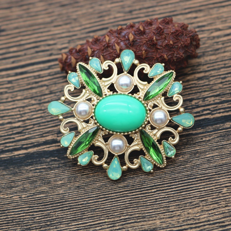 Ghim Cài Áo Đính Đá Và Ngọc Trai Nhân Tạo Phong Cách Vintage