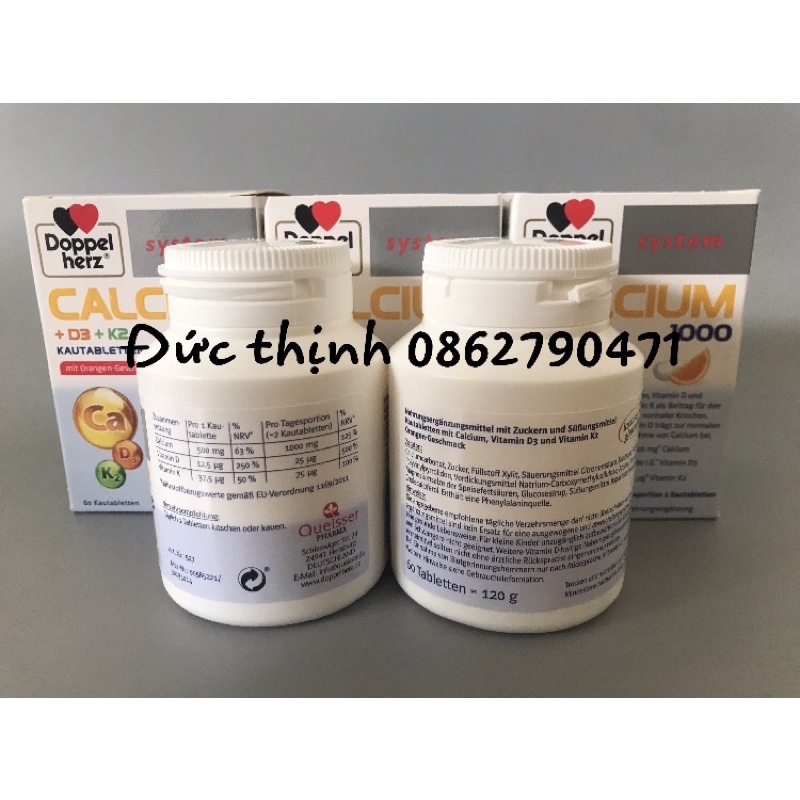 ( Bill Đức ) -Viên uống Calcium 1000 D3 K2 - hộp 60 viên