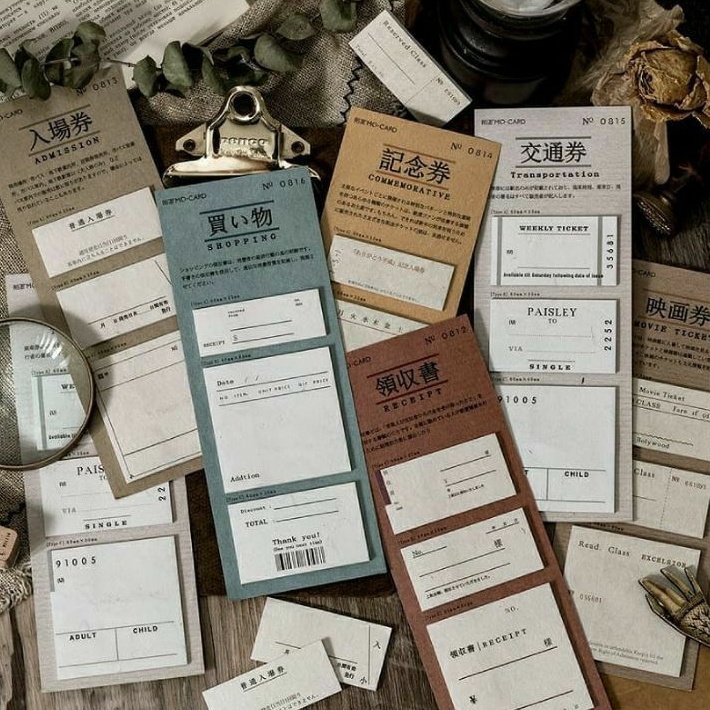 Set 60 sticker note vintage trang trí sổ tay bullet journal - Aimée Store