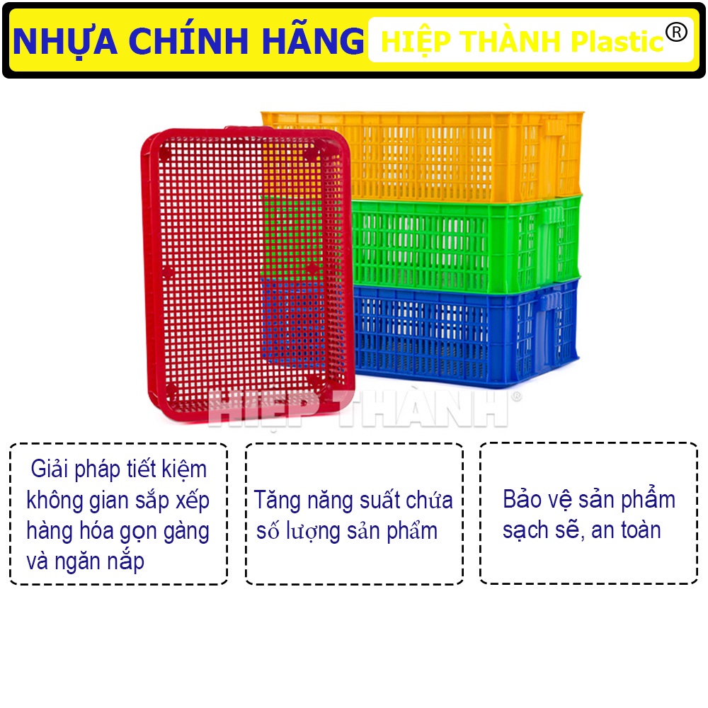 Sóng Nhựa Đựng Đồ / Khay Nhựa Đựng Đồ / Sọt Nhựa Chữ Nhật Chở Hàng / Nhựa Hiệp Thành Chính Hãng - KT: 610 x 420 x 190 mm