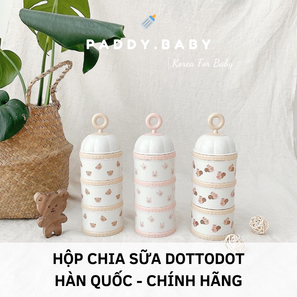 Hộp chia sữa 3 ngăn có quai 𝗗𝗼𝘁𝘁𝗼𝗱𝗼𝘁 𝗛𝗮̀𝗻 𝗤𝘂𝗼̂́𝗰 tiện dụng cho bé &lt; có sẵn&gt;