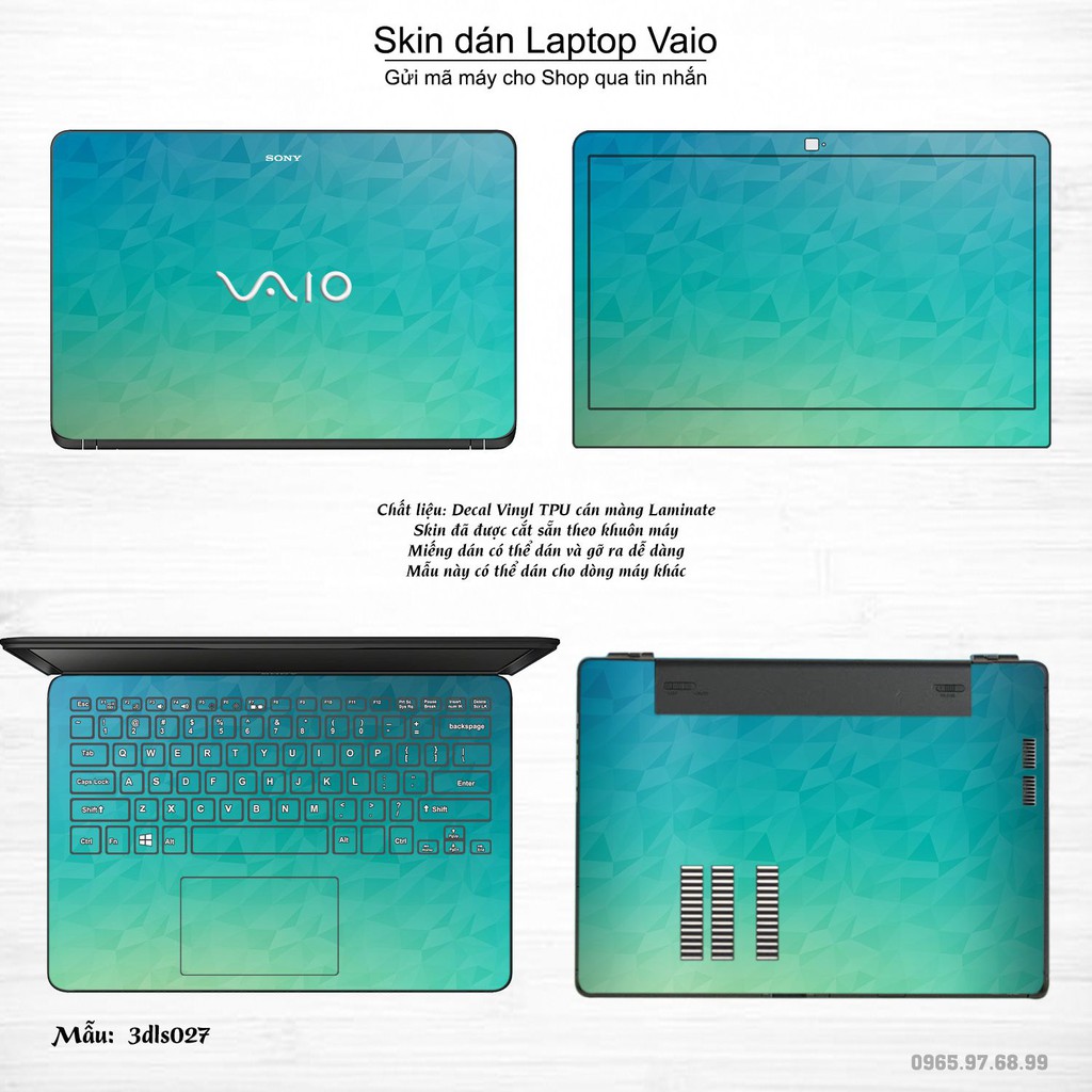 Skin dán Laptop Sony Vaio in hình 3D Image (inbox mã máy cho Shop)