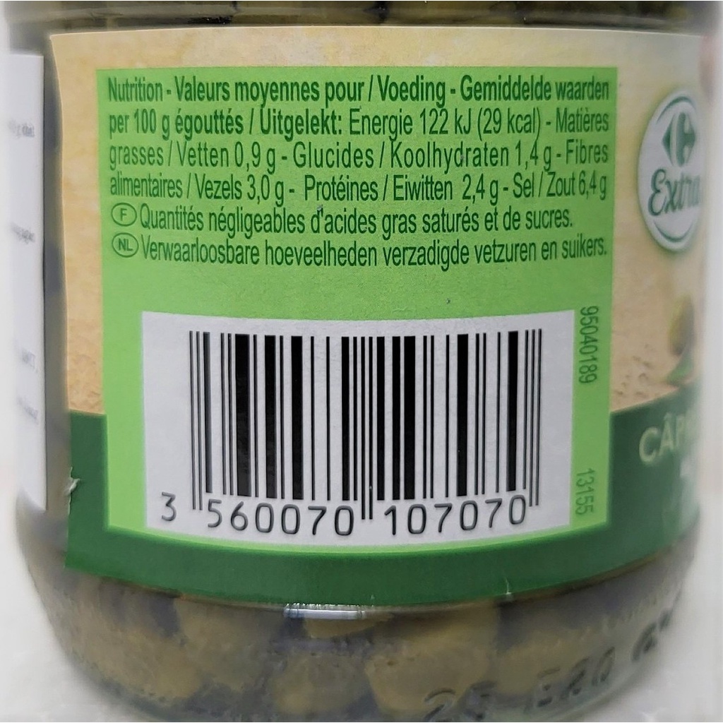 [Lọ 200g] NỤ BẠCH HOA NGÂM GIẤM Extra [Hungary] CARREFOUR Capers in Vinegar (atp)