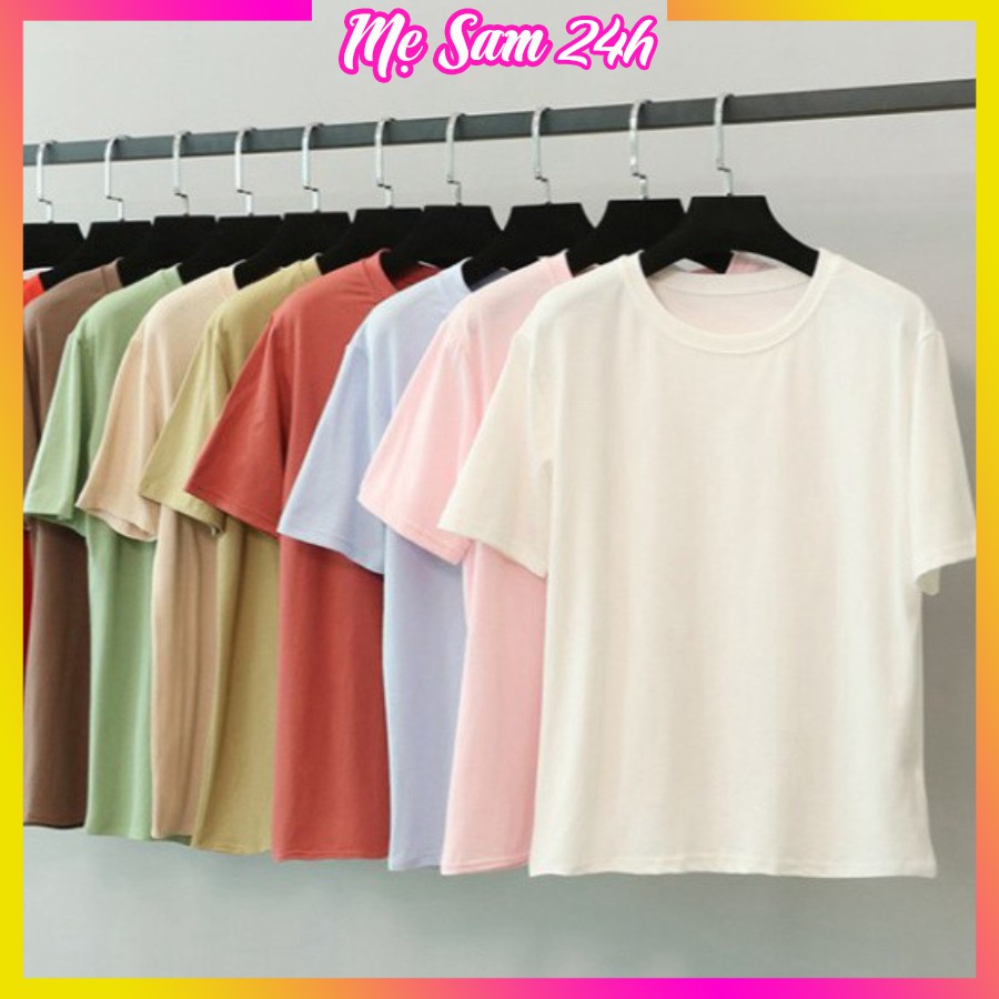Áo thun trơn nam nữ form rộng tay lỡ, áo phông unisex Mẹ Sam 24h, chất liệu thun cotton co giãn