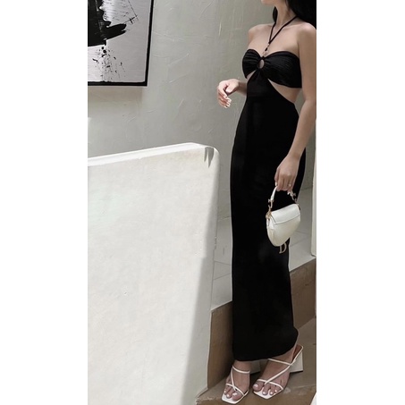 Đầm body nữ chất vải xốp mịn co dãn from dài hở ngực (có mút) alohashop91