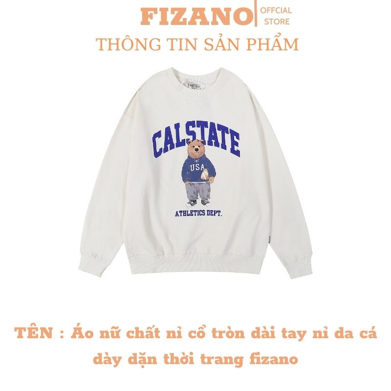 Áo nỉ nữ cổ tròn dài tay chất nỉ da cá dày dặn thời trang hàng xuất cao cấp fizano M1.212.KE.S