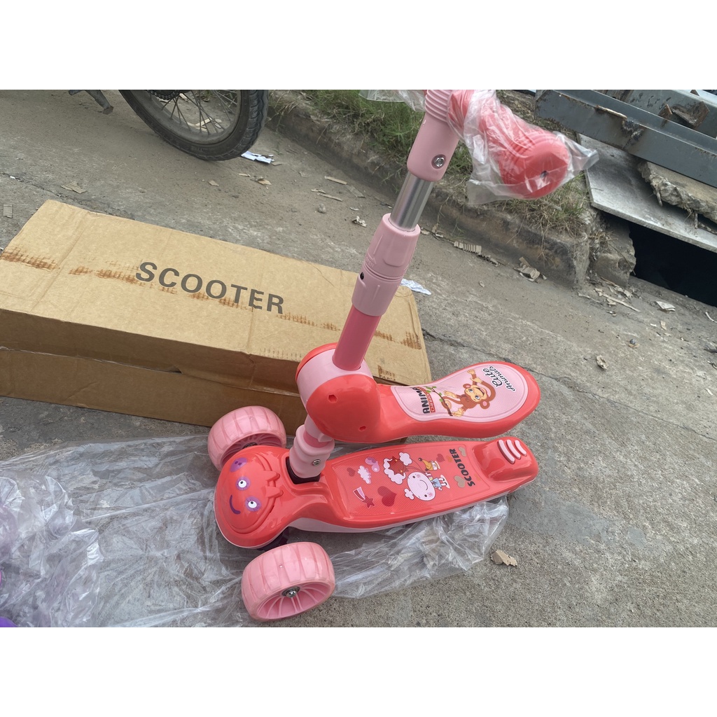 Xe Trượt Scooter Cao Cấp (Có Nhạc, Có Đèn), SCOOTER Cho Bé, Heo Peppa - XSH