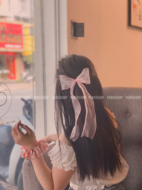 Scrunchies , dây buộc tóc nơ phong cách Hàn Quốc