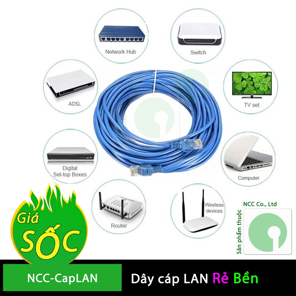 Dây cáp mạng LAN ổn định đường truyền cho thiết bị số (từ 1.5 đến 40 mét) - NCC-CapLAN
