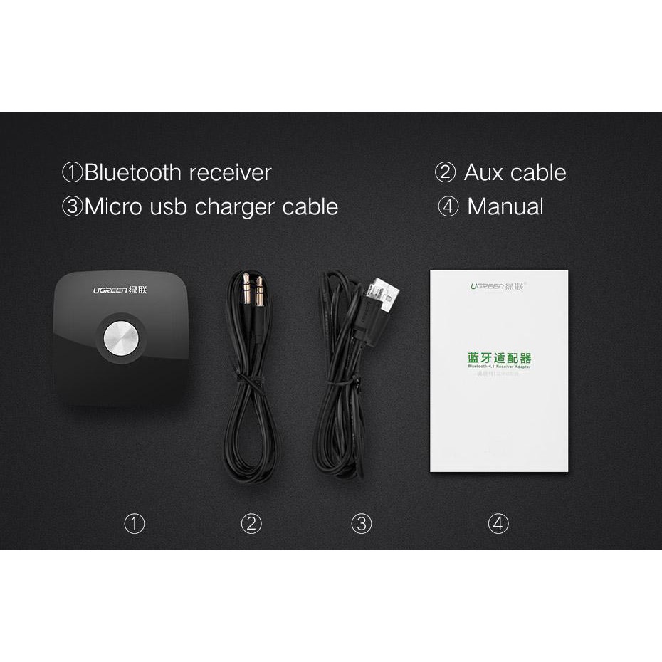 Thiết bị nhận AUX Bluetooth Receiver 4.2 cho loa, amply hỗ trợ cổng 3.5mm Ugreen 40758