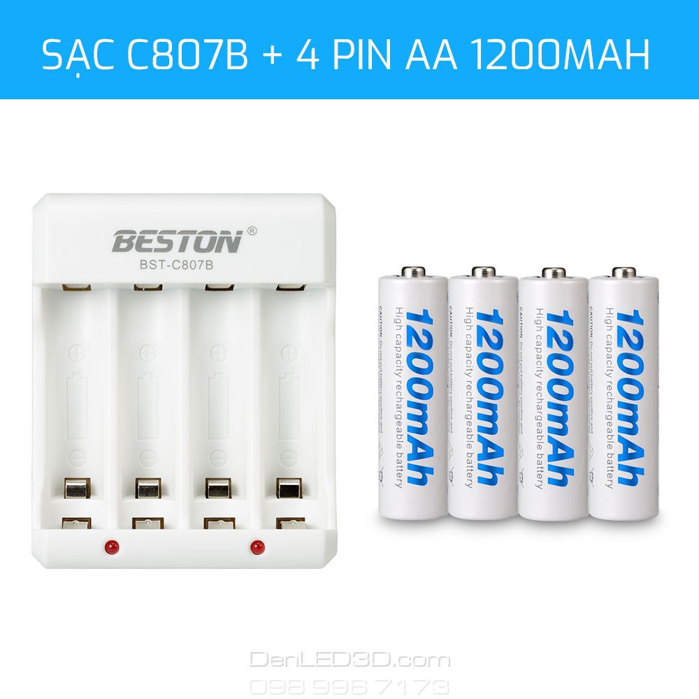 [Chính Hãng] Combo Sạc BESTON C807B Kèm Pin AA 3000mAh - BH 1 Đổi 1