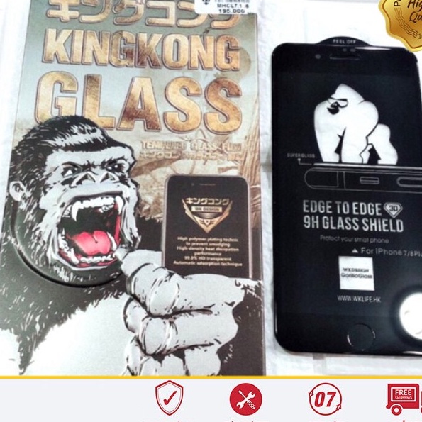 Miếng dán kính Cường Lực King Kong Full Màn HẠN CHẾ VÂN TAY iPHONE 6 6s 7 8 SE PLUS / X XR XS / 11 12 / MINI PRO / MAX +