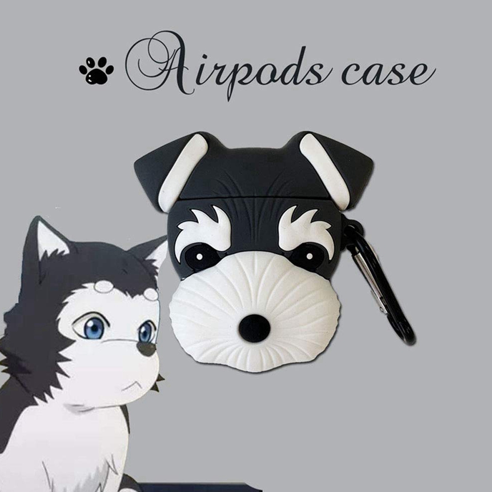 Vỏ Bảo Vệ Hộp Sạc Airpods 1 &amp; 2 Hình Schnauzer 3d Độc Đáo