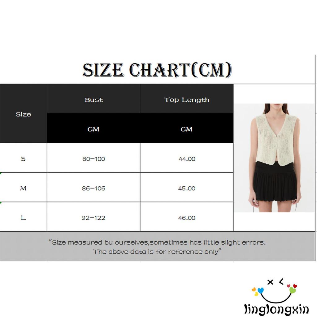 Linglongxi2-áo Cardigan Dệt Kim Không Tay Cổ Chữ V Cài Nút Màu Trơn Phong Cách Đường Phố Mùa Xuân Hè Size S M L Dành Cho Bạn