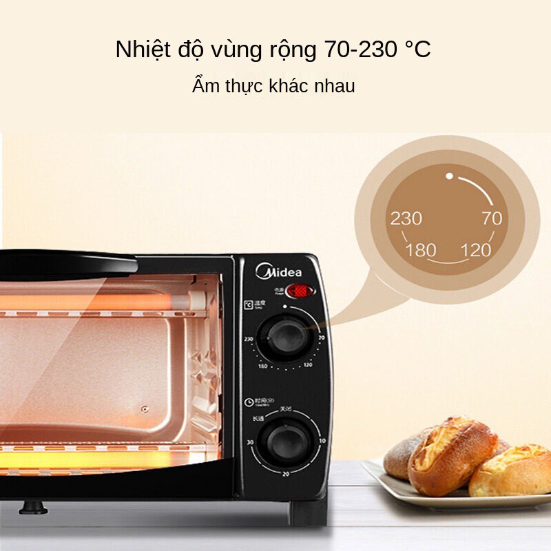 Lò nướng điện gia đình Midea T1-L101B / 108B nướng bánh quy loại núm cơ mini