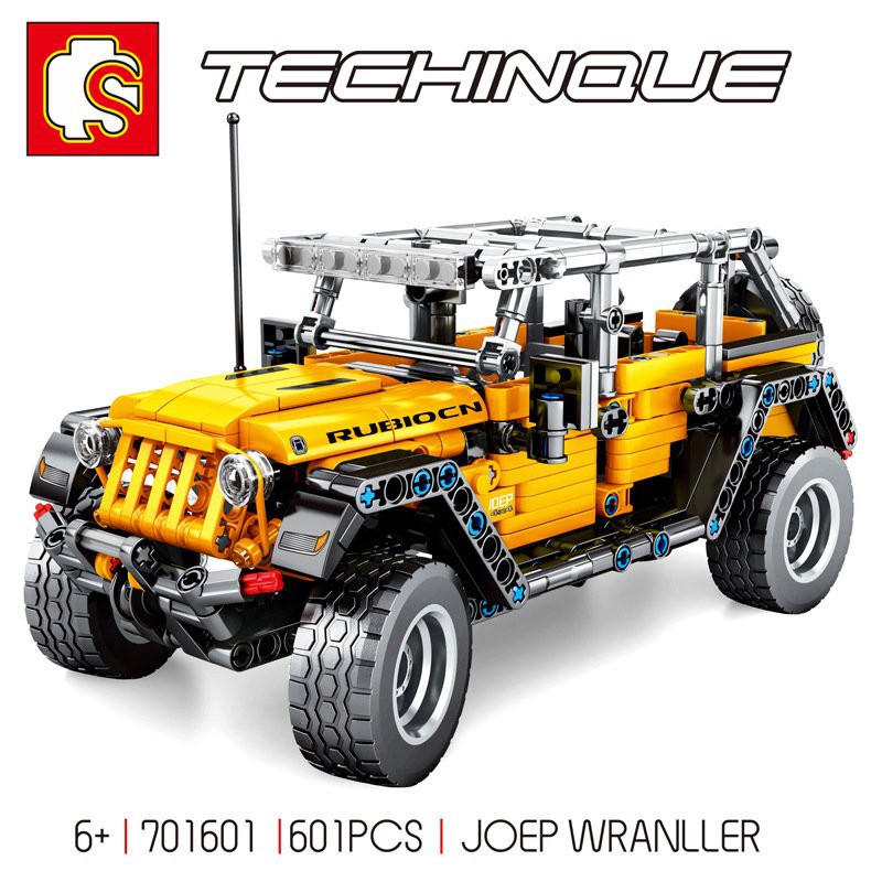 （CÓ SẴN）Đồ chơi lắp ráp mô hinh TECHINIC SEMBO 701601   8203Joep Wranller xe Jeep Wrangler màu vàng