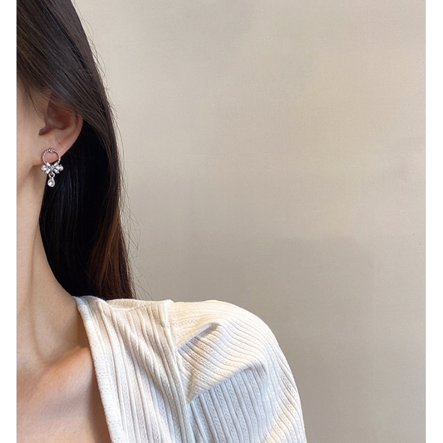 📛 RẺ VÔ ĐỊCH 📛 Bông tai cao cấp đá vòng tròn màu bạc nữ tính phong cách hàn quốc