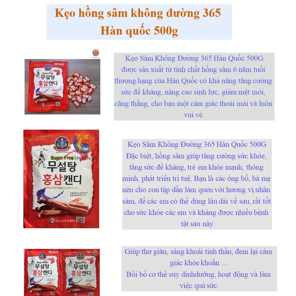 Kẹo Sâm Hàn Quốc 365 Không Đường Cao Cấp 500g