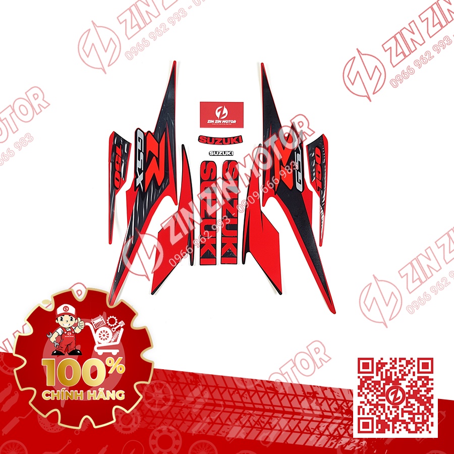 Bộ Tem Đỏ Đen Nhám - GSX R150 - 68000-23K00-APM - ZIN ZIN MOTOR