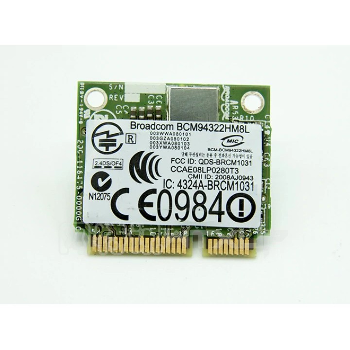 Thẻ Nhớ Không Dây Broadcom Bcm94322Hm8L Dw1510 Bcm94322 Bcm4322 Half Mini Pci-Express Cho Dell