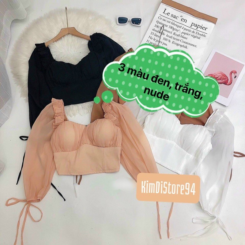 ÁO CROPTOP babydoll phối tay hàng bán shop