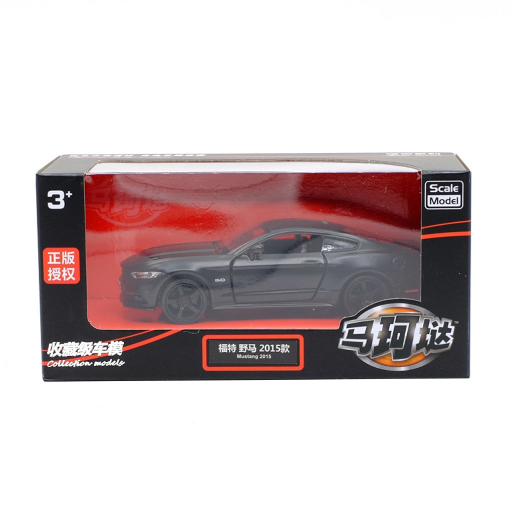 Yufeng RMZ Ford Mustang GT Cool Black Edition Xe thể thao được ủy quyền Mô hình xe hợp kim 1: 36 Kéo lại Cửa mở Bé trai Trẻ em Đồ chơi hợp kim Bộ sưu tập trang trí xe hơi Đồ trang trí