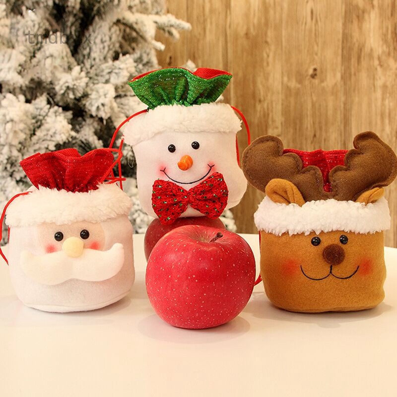 Tmdbyx Túi dây rút hình ông già noel/ người tuyết/ tuần lộc đựng quà Giáng Sinh/ năm mới