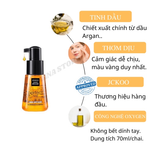 Tinh Dầu Dưỡng Tóc Uốn Khô Xơ Tóc Nhuộm JCKOO Mỹ Phẩm Hana Chăm Sóc Tóc Hư Tổn 70ml