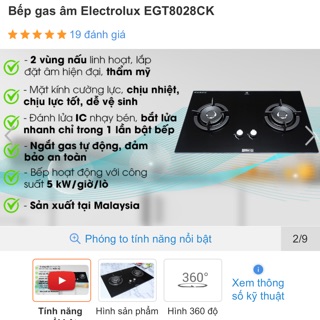 Bếp gas âm elextrolux 8028 mới 100% chính hãng(tặng kèm dây GAS)bh 24 tháng