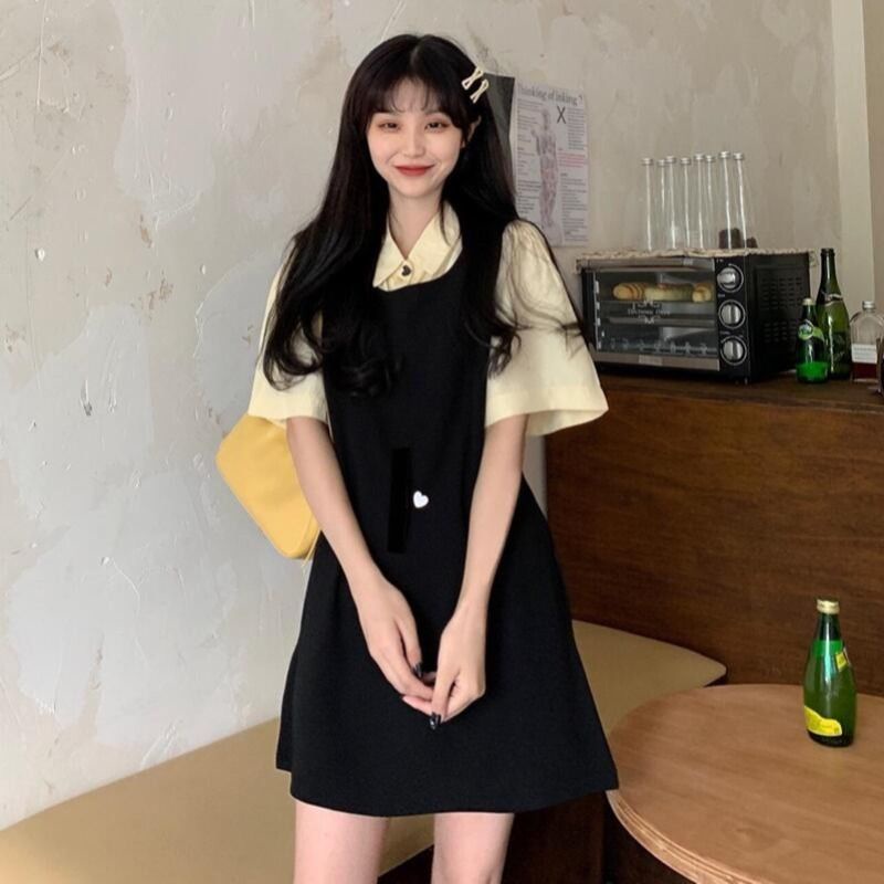 AMOI Bộ Áo Và Chân Váy Yếm Thời Trang Hàn Quốc 2022 Dành Cho Nữ