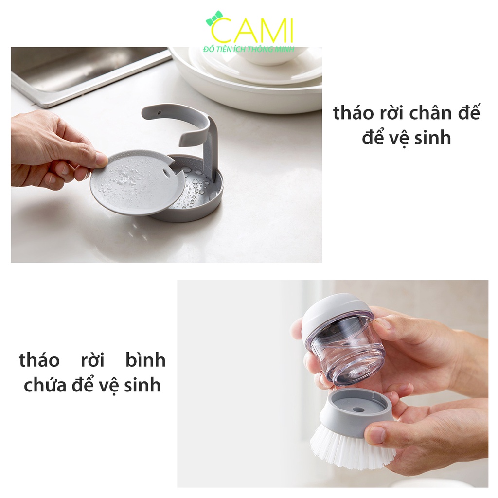 Bàn chải, cọ rửa nhà bếp, xoong nồi đa năng có bình chứa, xịt nước rửa chén tiện lợi_Cami_CMPK190