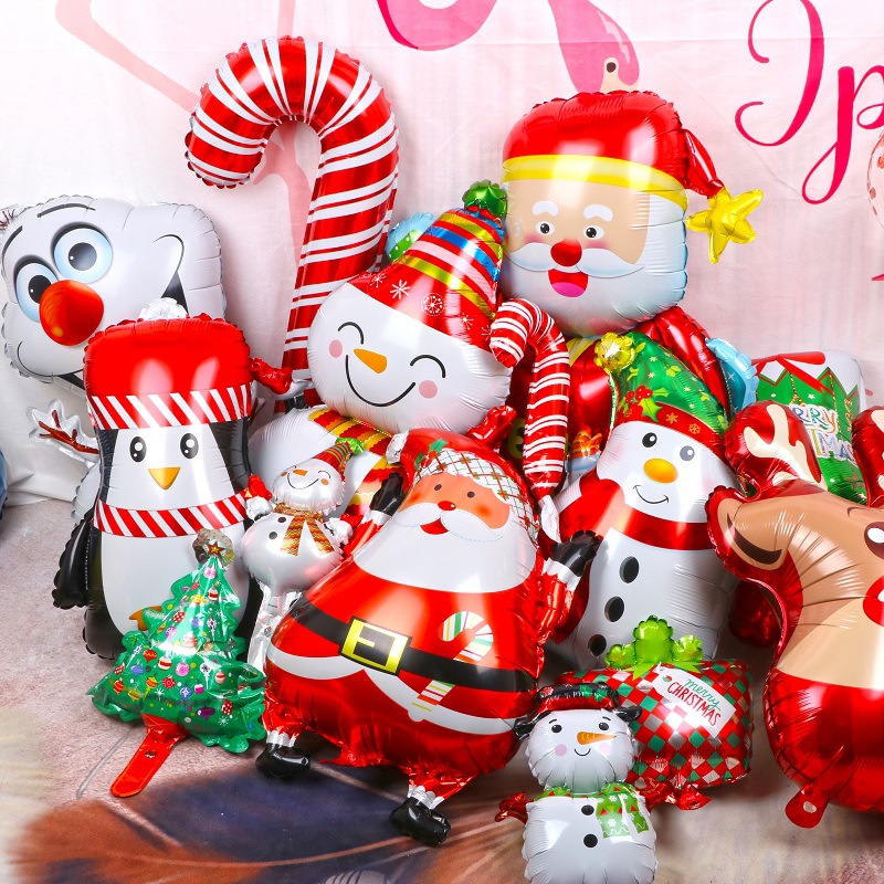 Bong bóng lá nhôm hình ông già noel/ người tuyết/ tuần lộc dành cho trang trí nhà cửa dịp Giáng Sinh năm mới