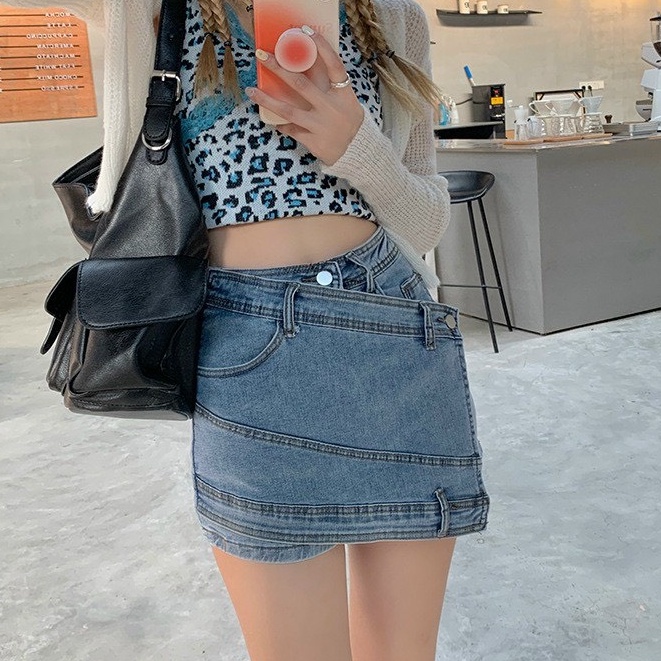 Chân Váy Da Rút Dây Lưng Cao, Quần short jean kiểu váy lưng cao cao cấp | BigBuy360 - bigbuy360.vn