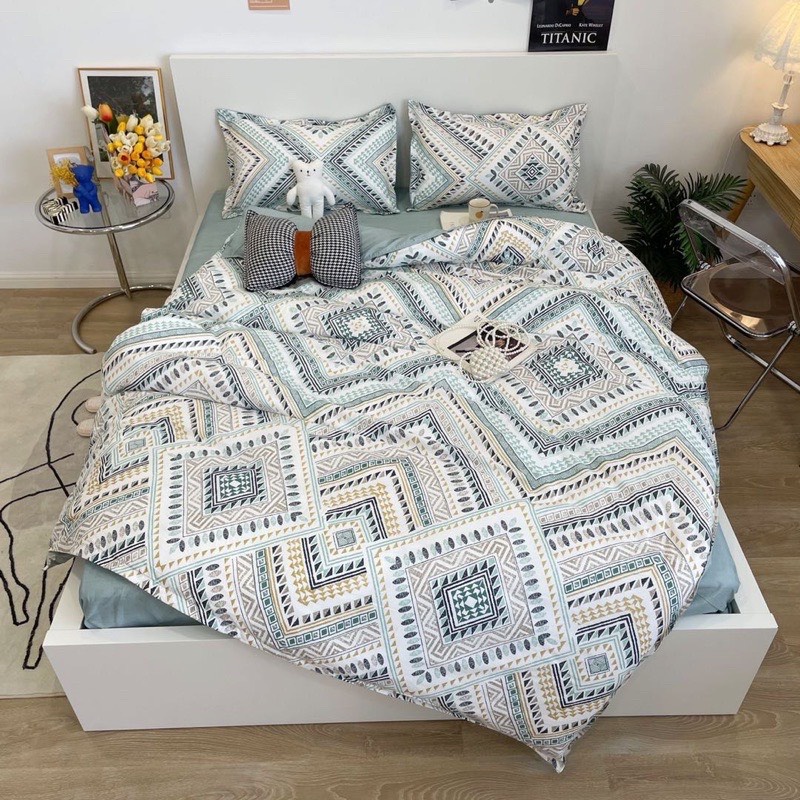 Bo chan ga goi,Cotton POLY THỔ CẨM💖, cotton, ga nệm, chăn ga, cotton poly- bộ chăn ga gối /ga giường/drap giường