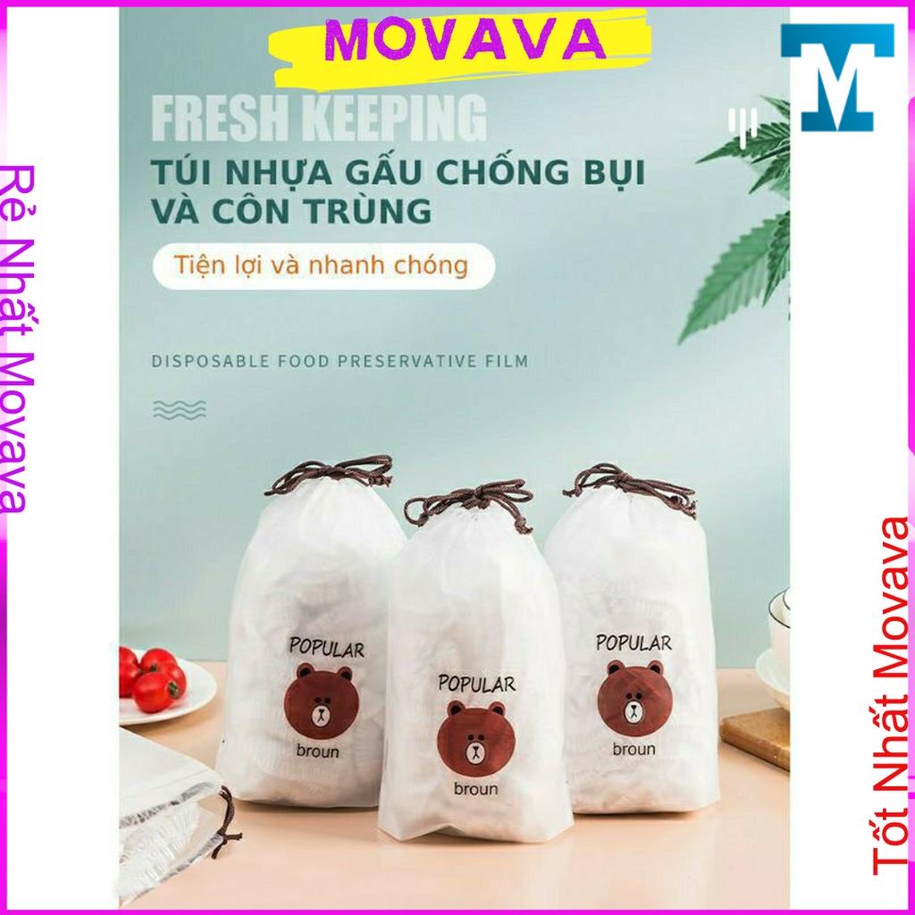 Màng bọc thực phẩm co giãn siêu dai có chun hình túi gấu set 100 chiếc Shop Movava - MBTPG1