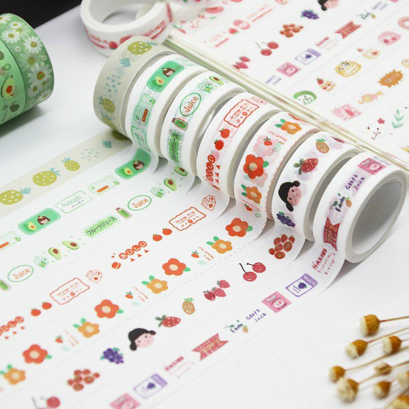 Washi Tape, Cuộn Băng Dính Trang Trí Sổ Tay BiTi Store YK302