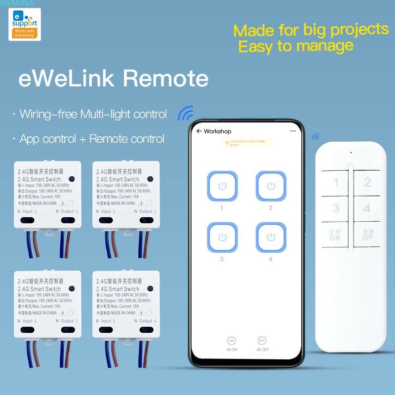Iwanna BASIC-2.4G Nhà Thông Minh RM 2.4G Thông Minh Chuyển Đổi Sửa Đổi Mô-đun Giao Thức Bluetooth EweLink ỨNG DỤNG Điều Khiển