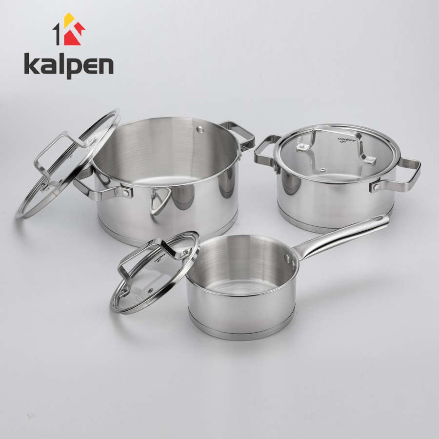 Bộ 3 nồi Inox 304 cao cấp 5 đáy Kalpen Gliter KP-3568 xuất Đức - Bảo hành 5 năm