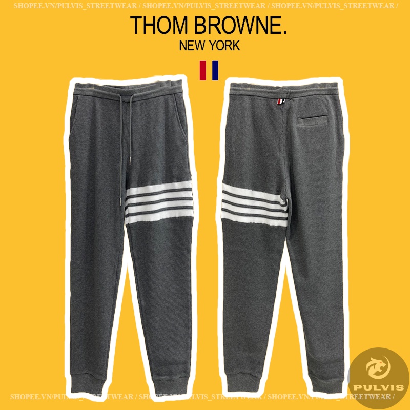 ⚡️[Hight Quality] - Quần Thom Brown Impoeted Cowhide The Pebble Grain Leather (Grey). Quần jogger TB