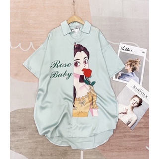 Đầm váy ngủ sơmi satin lụa hình xinh