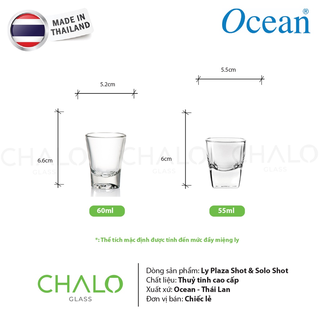 Chén rượu shot thủy tinh Ocean Plaza & Solo Shot 55ml ~ 60ml - P0110 - P0210