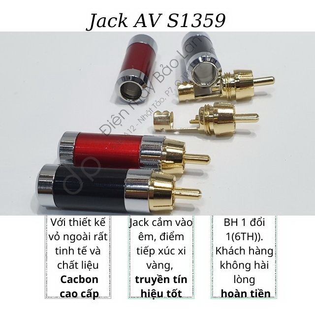 Jack Av S1359, Carbon Cao Cấp , Chuyên Dùng Hàn Dây Tín Hiệu Kich Cỡ Lớn , Giá SL 2 Cái
